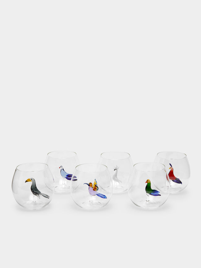 Casarialto - Tropical Birds Hand-Blown Murano Glass Tumblers (Set of 6) -  - ABASK - 
