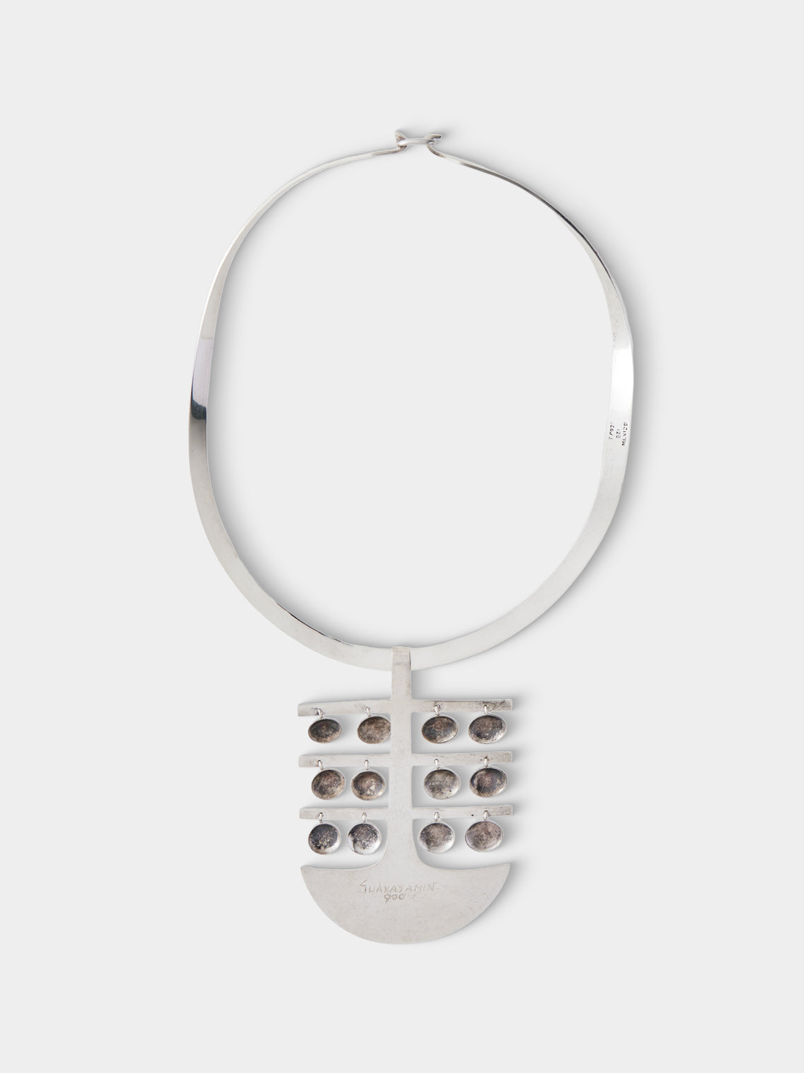 Mahnaz Collection - Vintage Oswaldo Guayasamín Sterling Silver Modernist Kinetic Pendant Necklace - Silver - ABASK