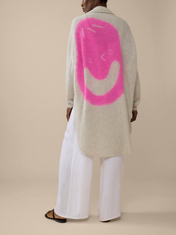 Suzusan - Face Shibori Cashmere Upside-Down Cape | One Size - Beige - ABASK