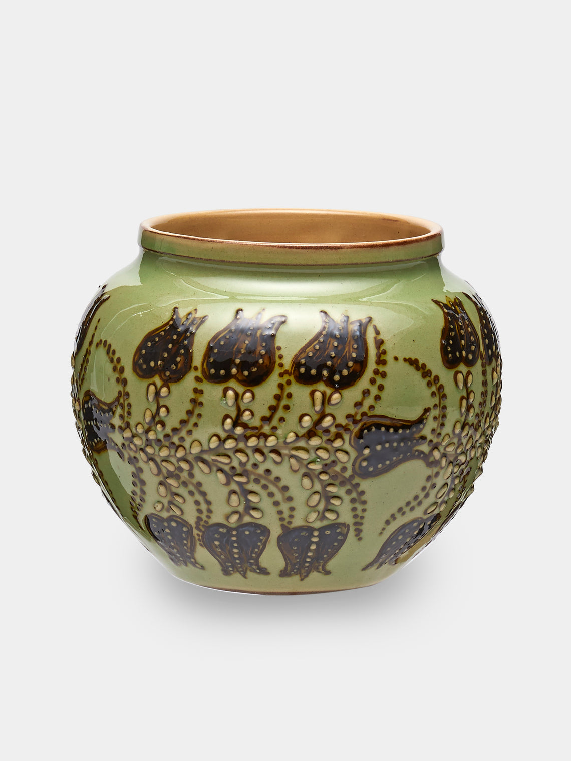 Poterie d’Évires - Flowers Hand-Painted Ceramic Vase (5in/13cm) - Green - ABASK - 