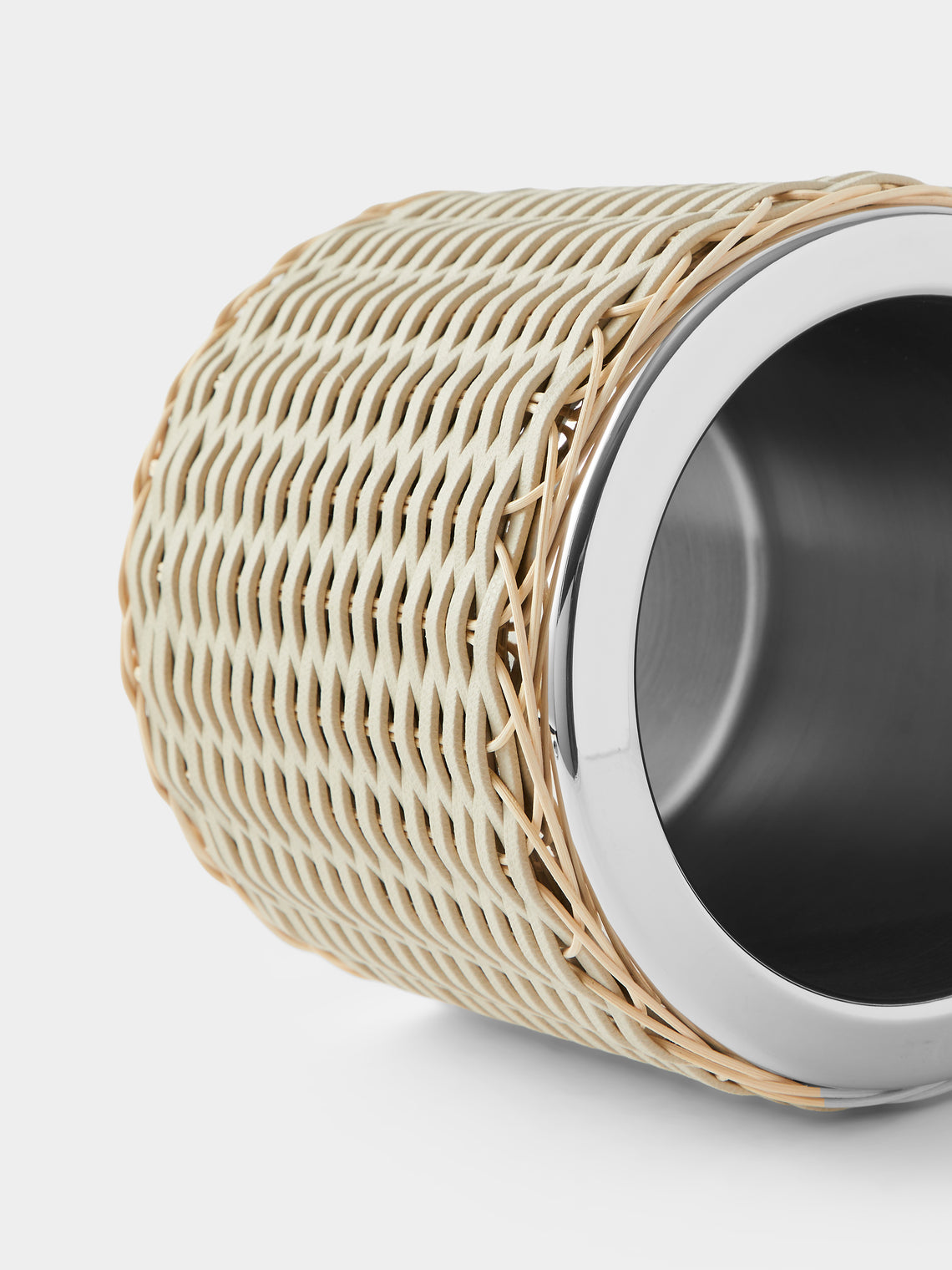Pigment France - Menton Leather and Rattan Large Ice Bucket - Cream - ABASK