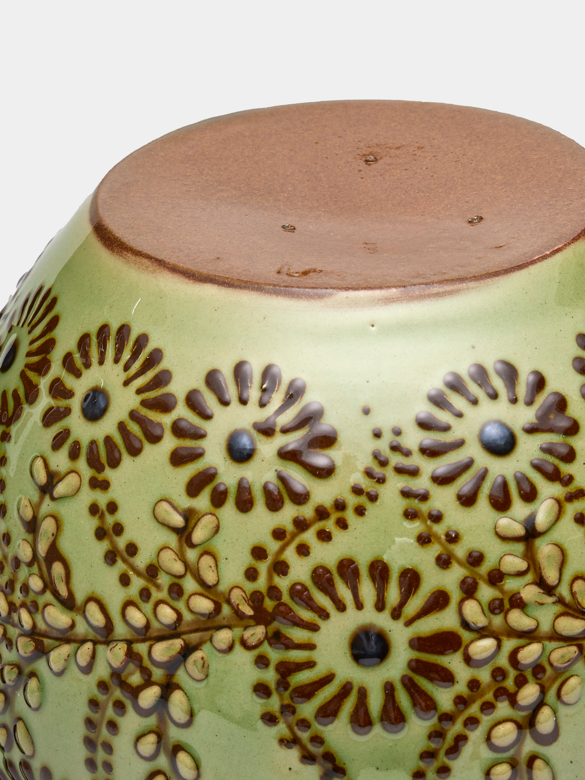 Poterie d’Évires - Flowers Hand-Painted Ceramic Vase (5in/13cm) - Green - ABASK