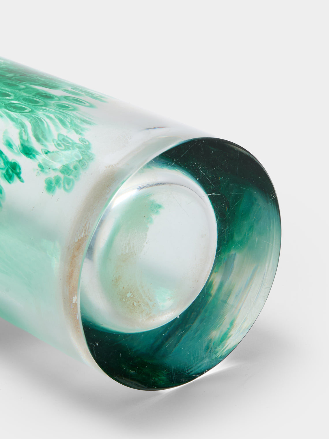 Antique and Vintage - 1970s Vistosi Glass Vase (13in/33cm) - Green - ABASK