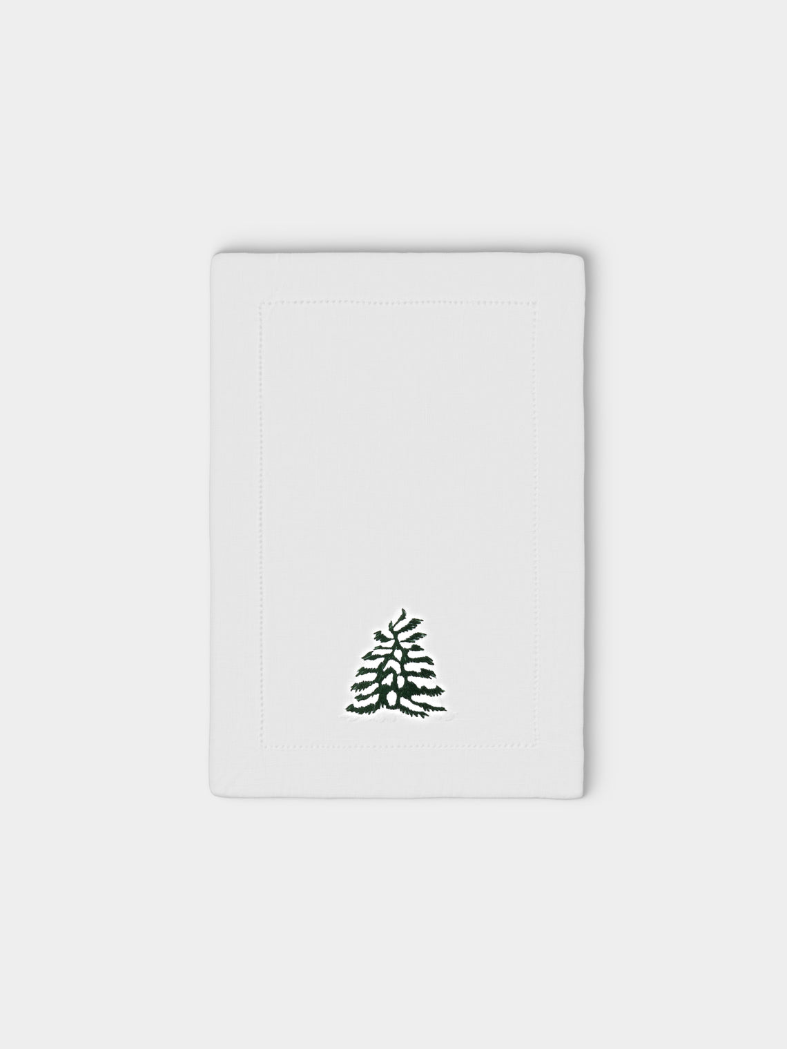 ERI Textiles - | Set of 4 | Winter Forest Hand-Embroidered Linen Napkins - White - ABASK