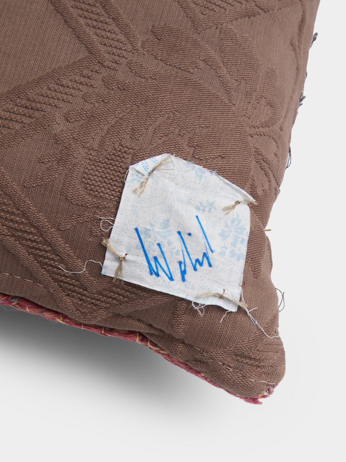 By Walid - 19th-Century Qing Dynasty Embroidered Silk and Marcella Cotton Cushion (13.5in/35cm) - Multiple - ABASK