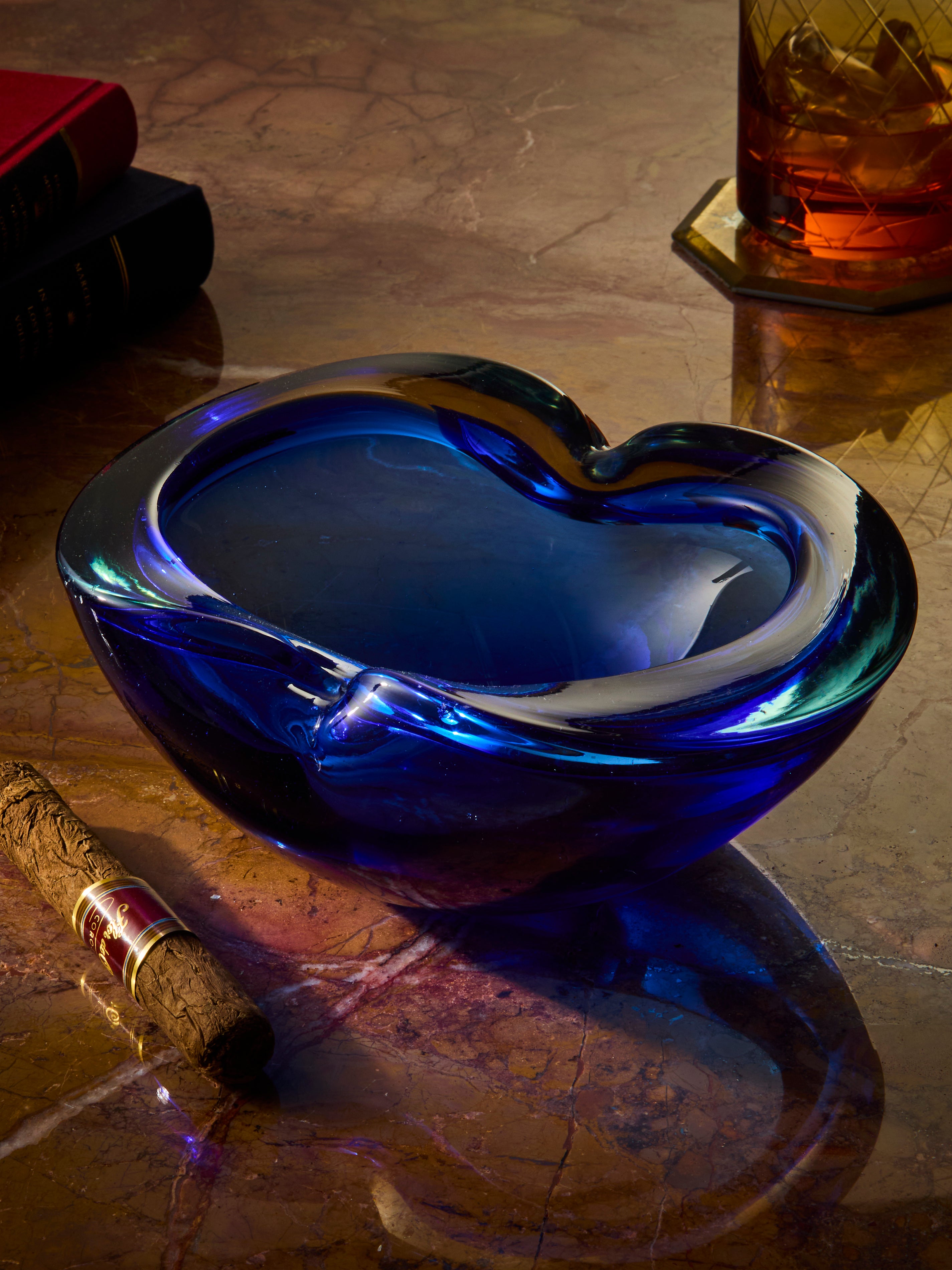 Blue 1970s Cenedese Murano Glass Ashtray by Antique and Vintage