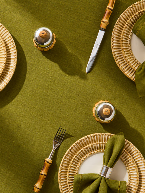 Volga Linen - Linen Round Tablecloth (110in/2.8m) - Green - ABASK