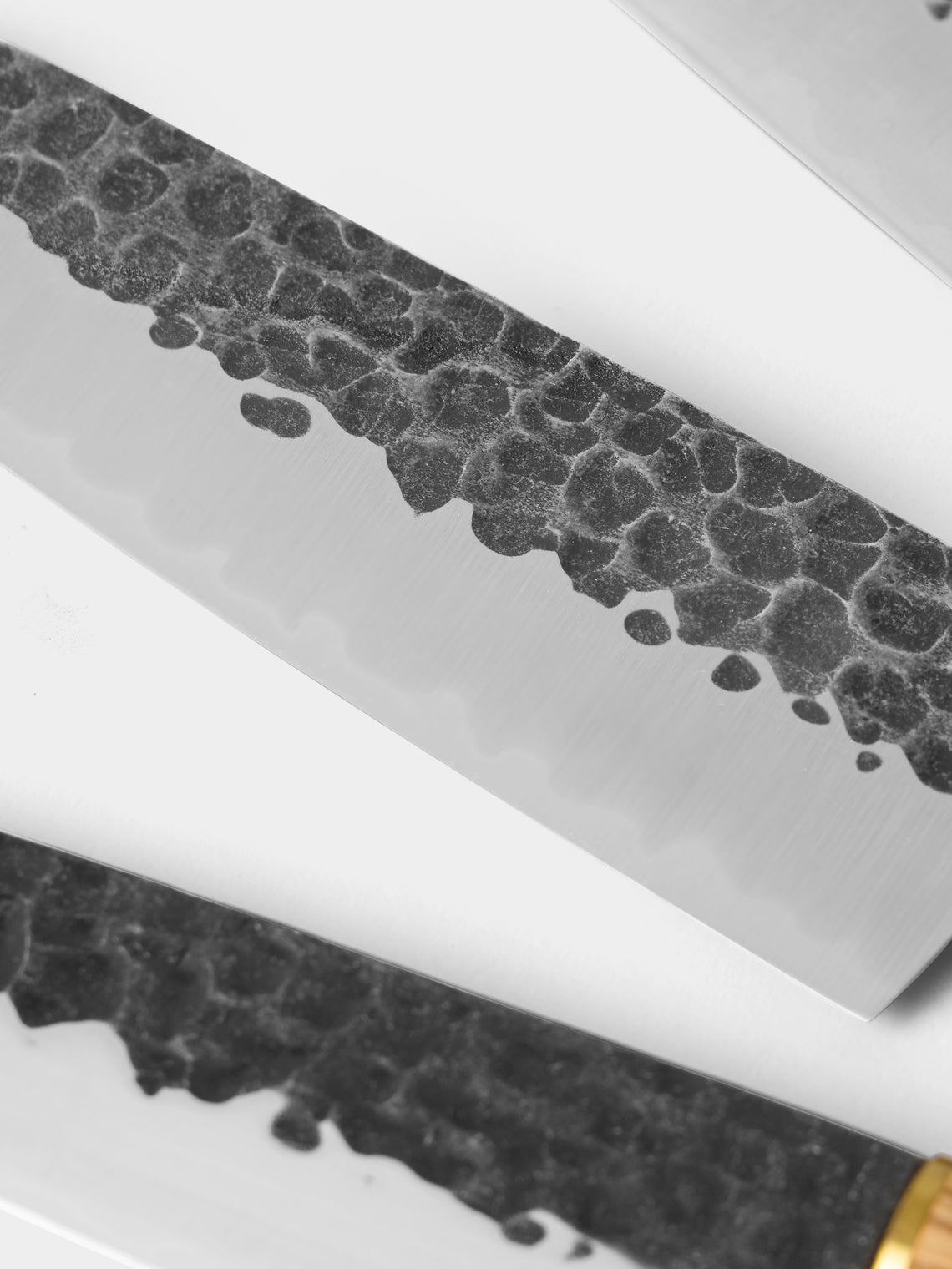 Katto - | Set of 4 | Zebra Wood Kitchen Knives - Brown - ABASK