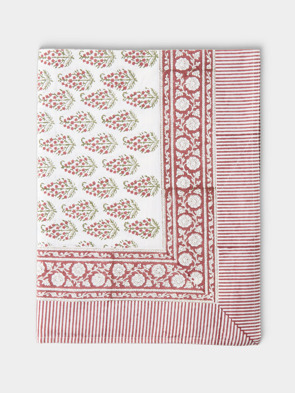 Chamois - Dancing Star Block-Printed Cotton Napkins (Set of 8) - Red - ABASK - 