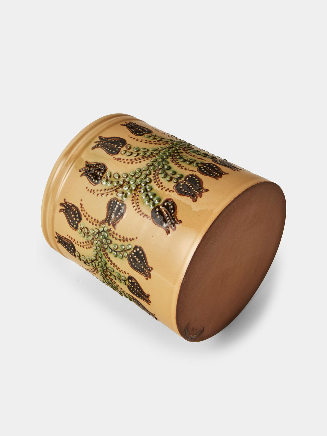 Poterie d’Évires - Flowers Hand-Painted Ceramic Utensil Pot - Cream - ABASK