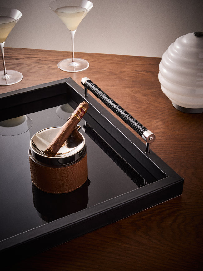 Riviere - Diana Lacquered Wood Tray (18in/46cm) - Black - ABASK