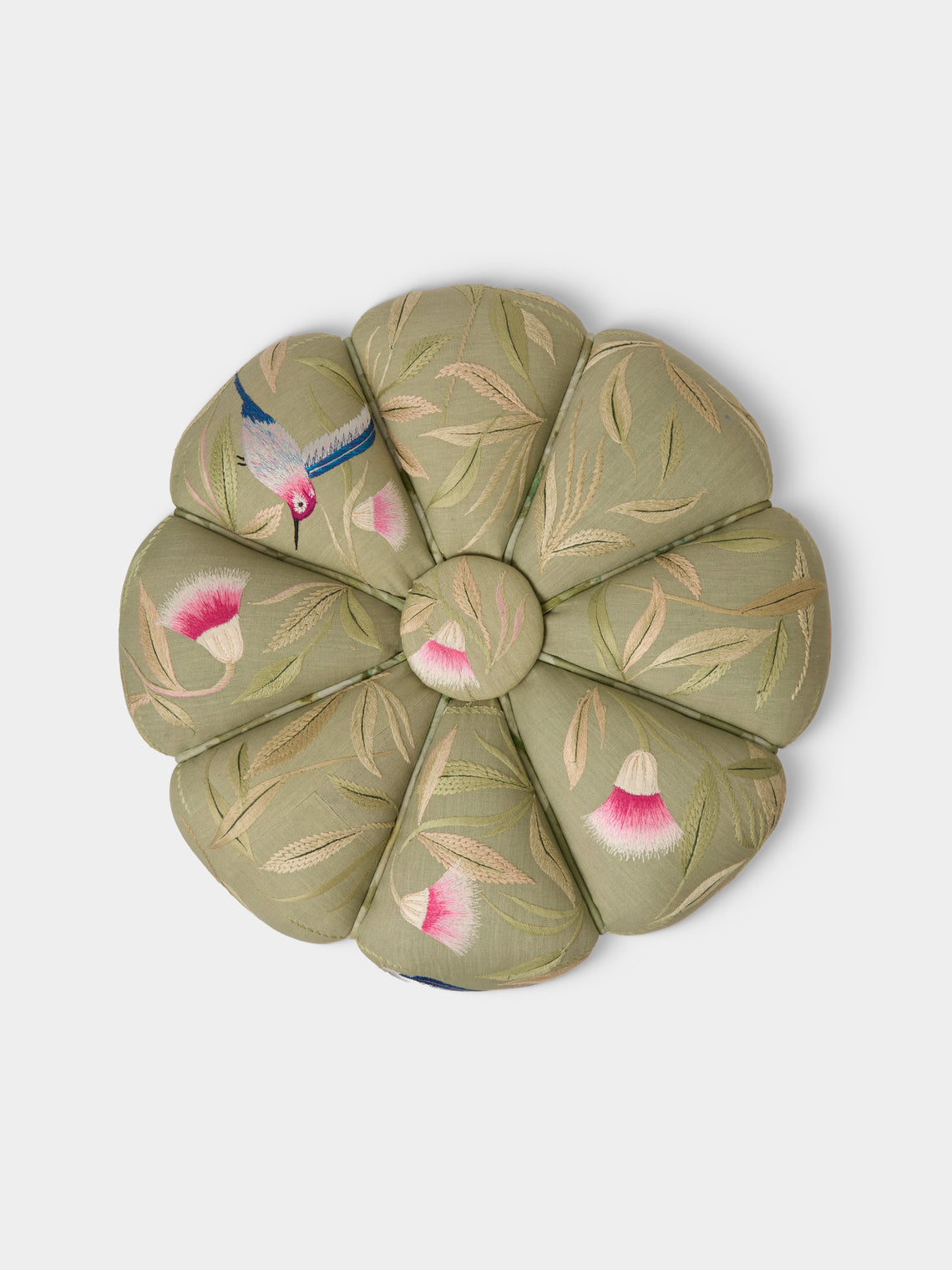 Bokja - Cynzia Embroidered Linen Pouf - Multiple - ABASK