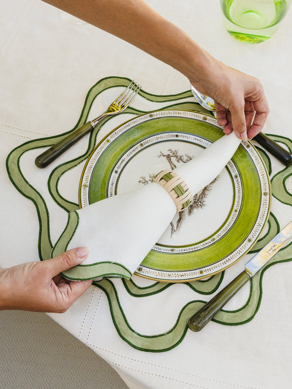 Cosima Swayze - | Set of 4 | x Los Encajeros Wave Linen Napkins - White - ABASK