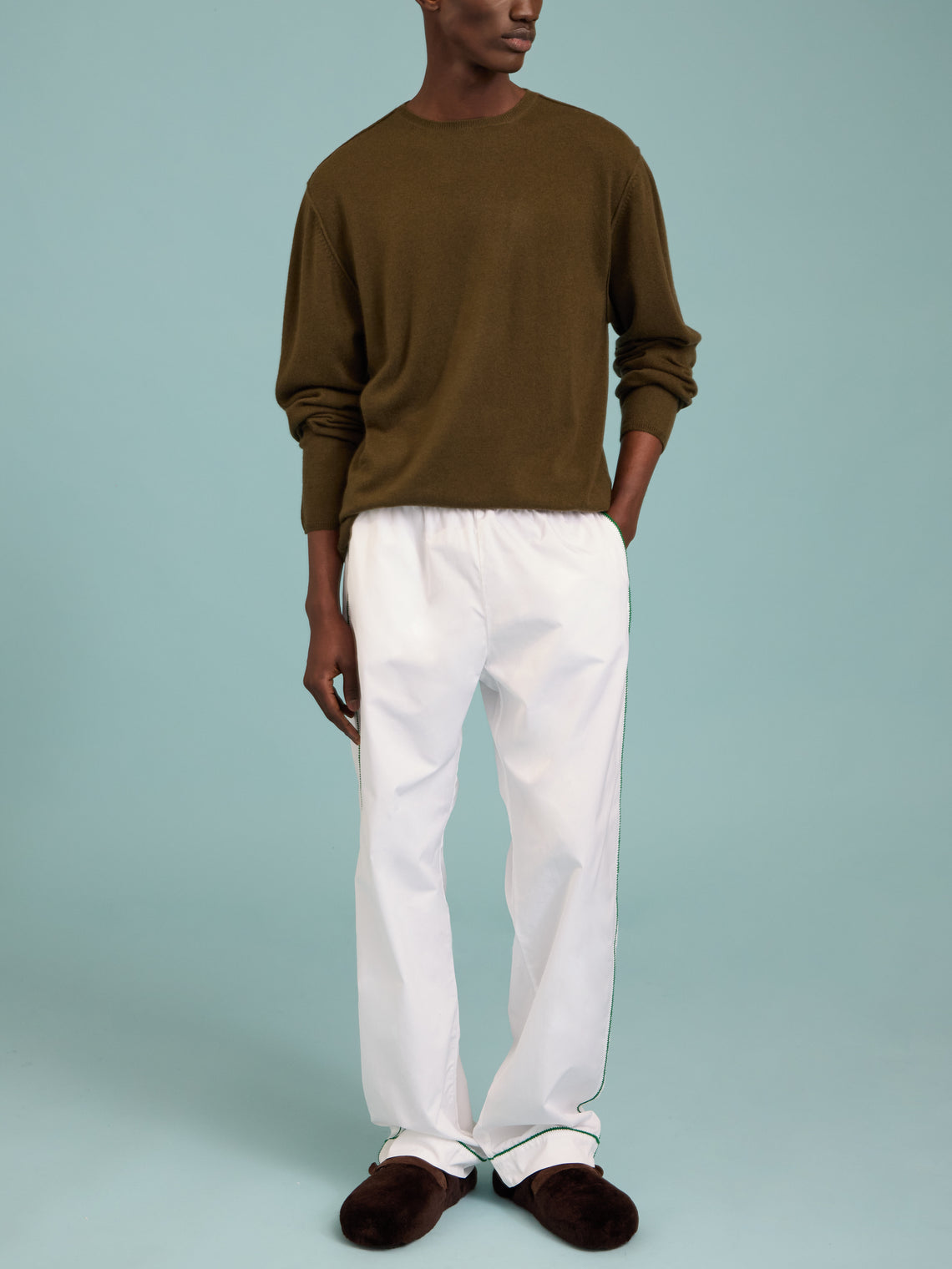 Denis Colomb - Cashmere Crew-Neck Sweater | Size: M - Khaki - ABASK