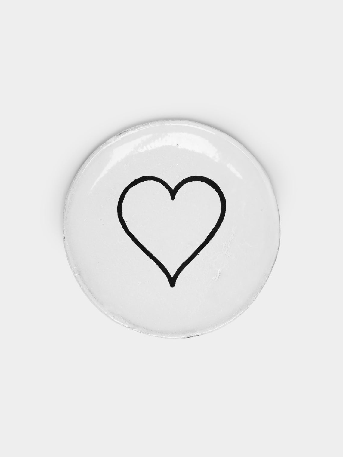 Astier de Villatte - Line Heart Hand-Glazed Ceramic Small Plate – 4.5in/11.5cm (Set of 2) - White - ABASK- 
