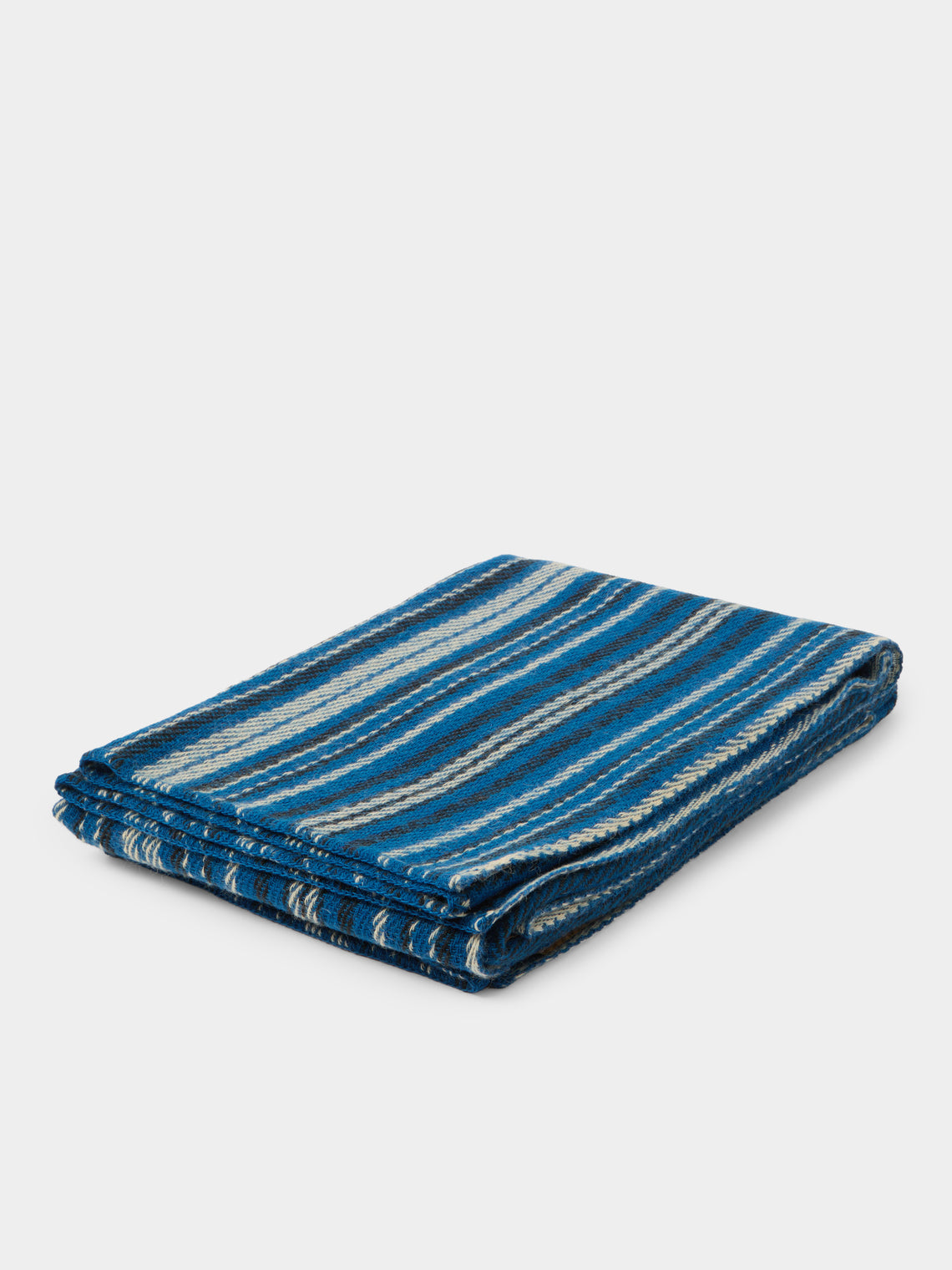 The Stroud - Stroudwater Cotswold Lion Wool Blanket (79in/2m) - Blue - ABASK
