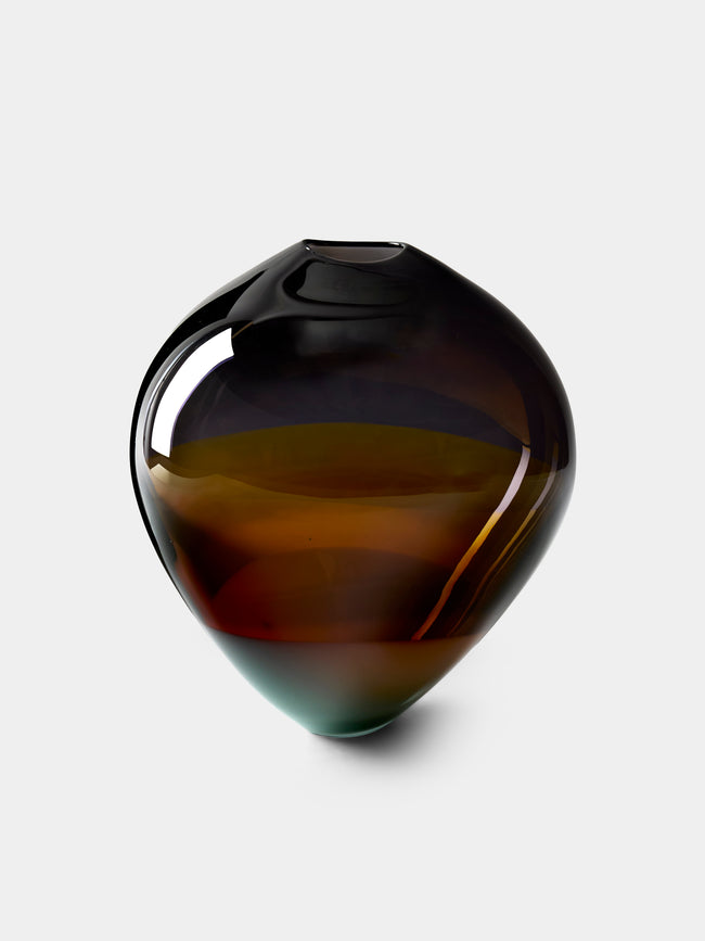 Michele Oberdieck - Charcoal Hand-Blown Glass Vase (11.5in/29cm) - Brown - ABASK - 