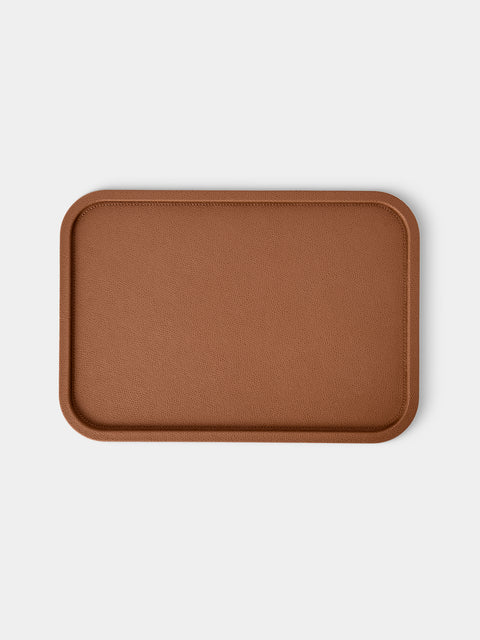 Giobagnara - Arcobaleno Leather Tray (12.5in/31.5cm) - Brown - ABASK  - 