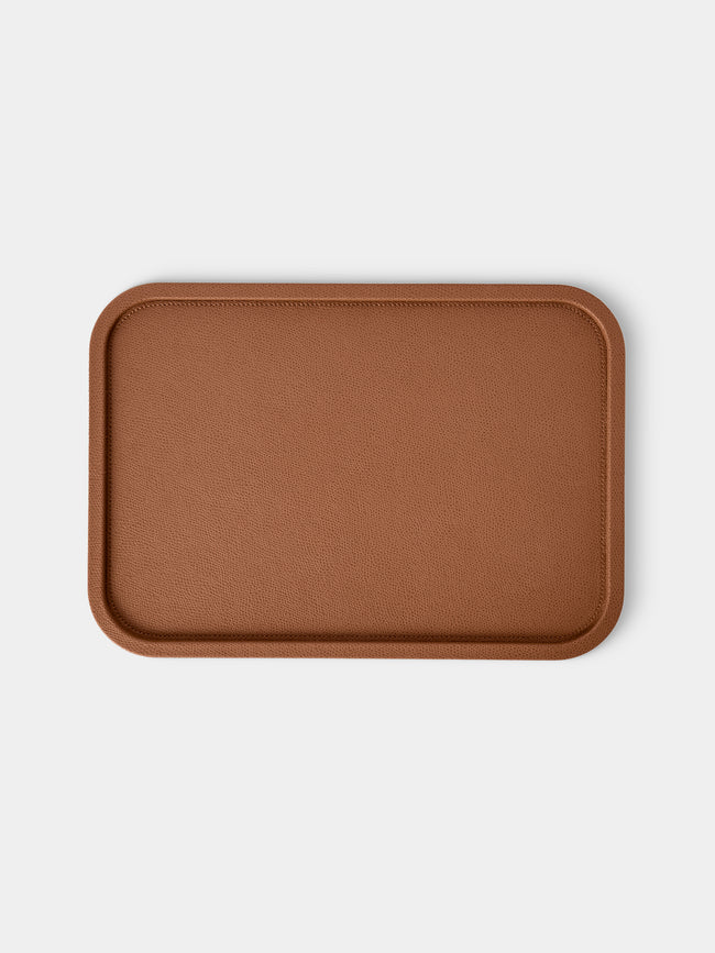 Giobagnara - Arcobaleno Leather Tray (12.5in/31.5cm) - Brown - ABASK  - 