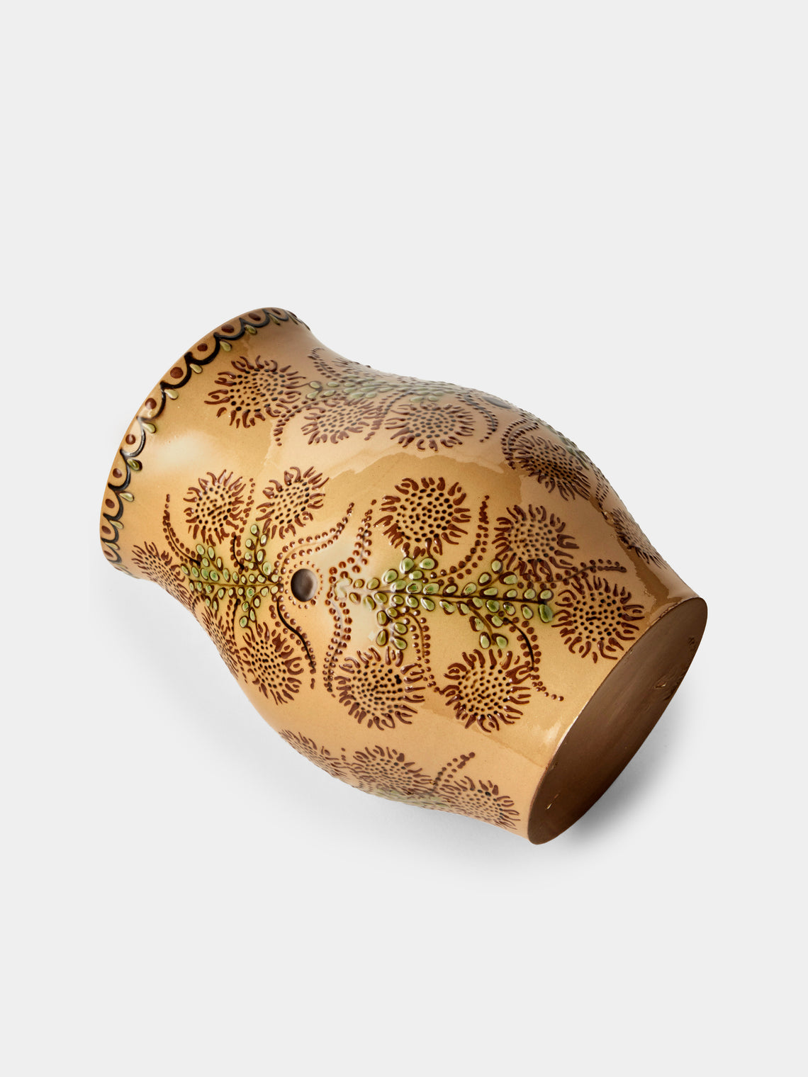 Poterie d’Évires - Flowers Hand-Painted Ceramic Vase (8in/20cm) - Cream - ABASK