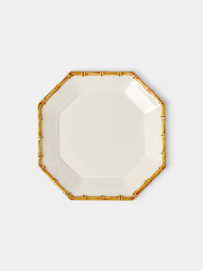 Verdolini - Bamboo Hand-Painted Ceramic Cake Plate (6in/16cm) - White - ABASK - 