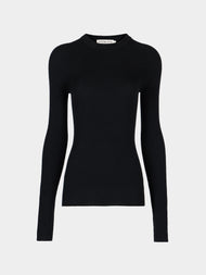 Arch4 - Celeste Baby Goat Cashmere Long-Sleeved Top | Size: S - Black - ABASK - 