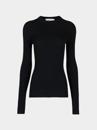 Arch4 - Celeste Baby Goat Cashmere Long-Sleeved Top | Size: S - Black - ABASK - 