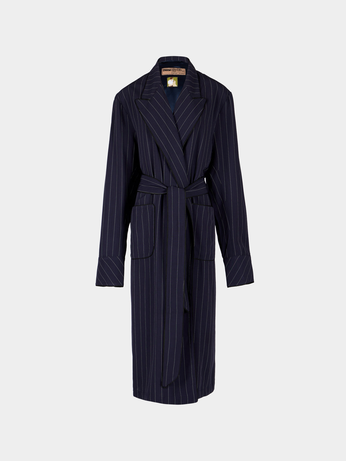 Dorso - The Gessato Wool Robe | Size: S - Navy - ABASK - 