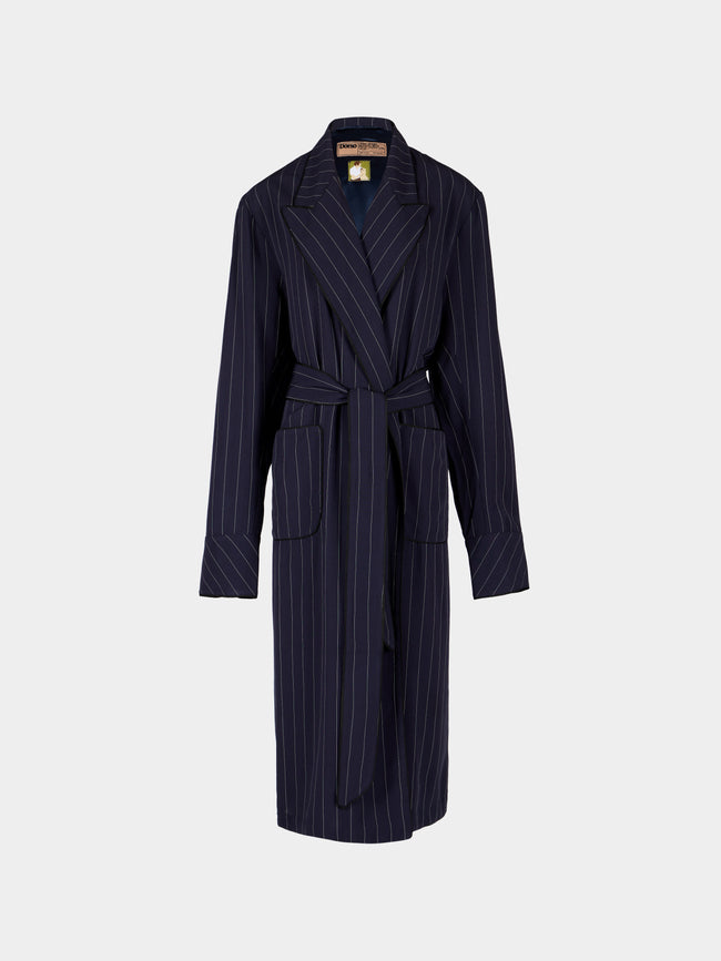 Dorso - The Gessato Wool Robe | Size: S - Navy - ABASK - 