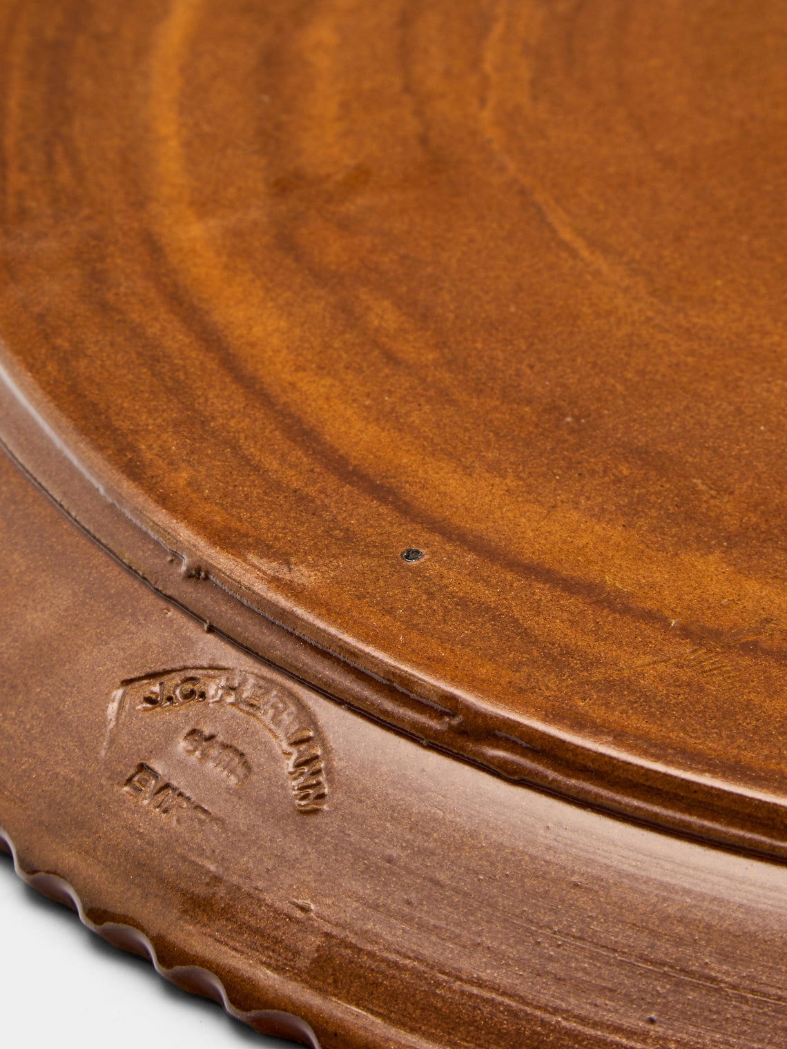 Poterie d’Évires - Flowers Hand-Painted Ceramic Extra Large Round Platter - Light brown - ABASK