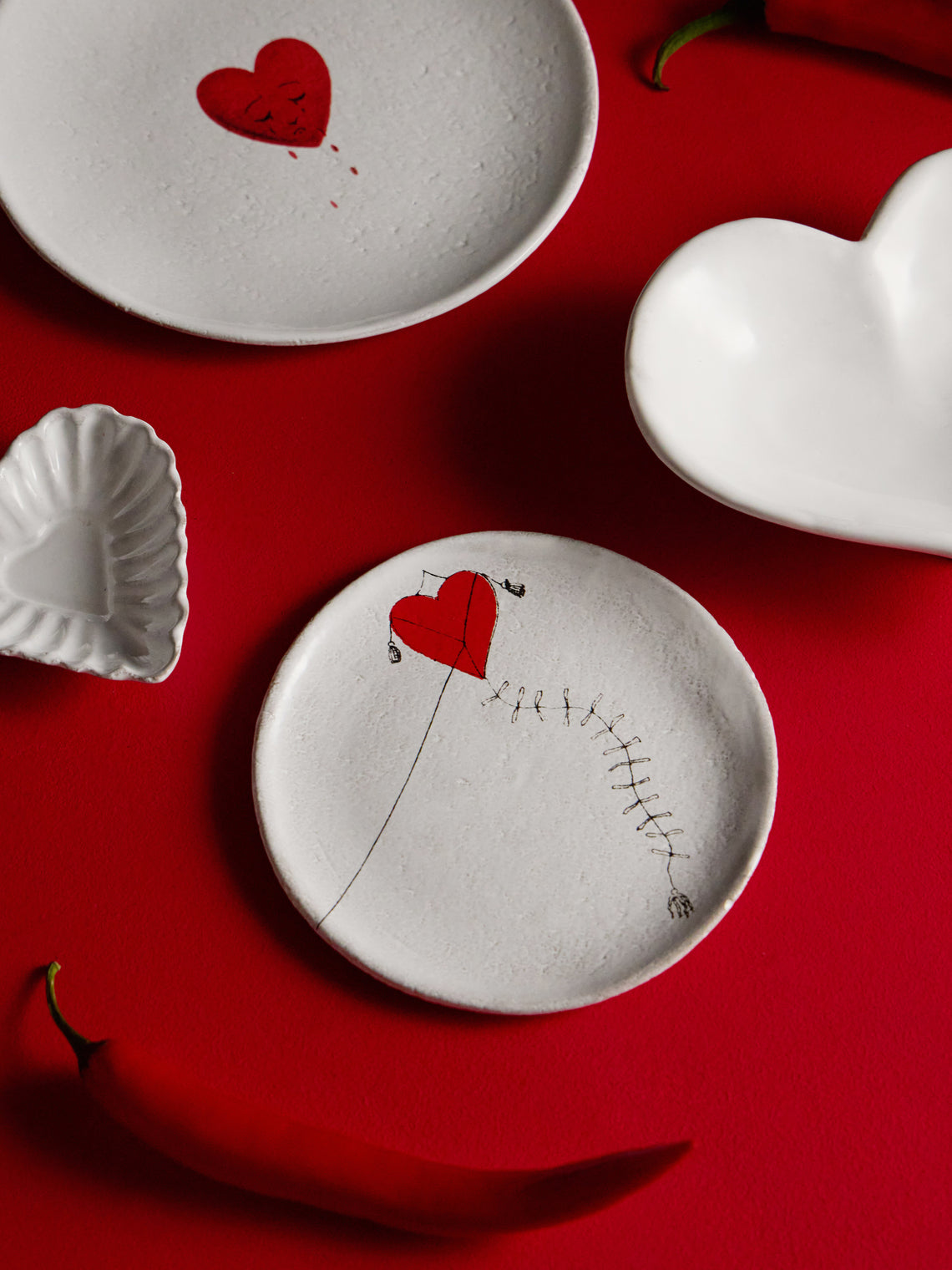 Astier de Villatte - Heart Kite Hand-Glazed Ceramic Small Dish (Set of 2) - White - ABASK