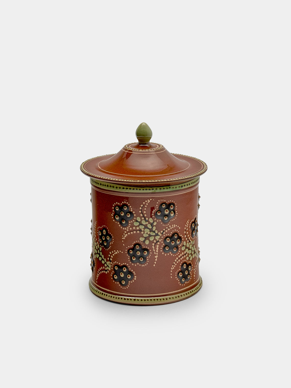 Poterie d’Évires - Flowers Hand-Painted Ceramic Small Lidded Jar - Light brown - ABASK - 