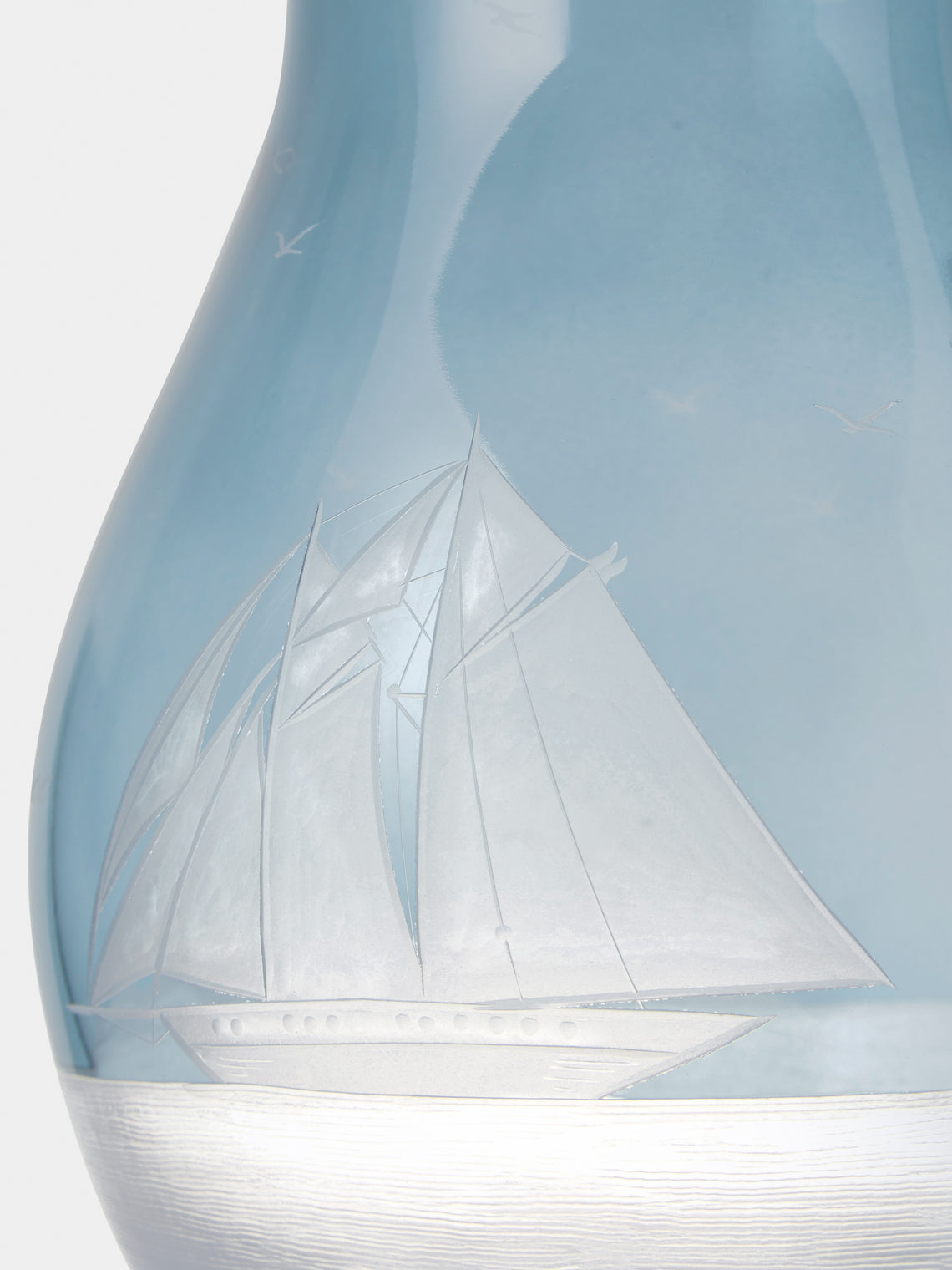 Artel - Golden Age of Yachting Hand-Engraved Crystal Jug - Blue - ABASK