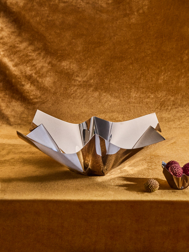 San Lorenzo - 1993 Afra and Tobia Scarpa Cartoccio Pure Silver Bowl with Tips (11in/28cm) - Silver - ABASK