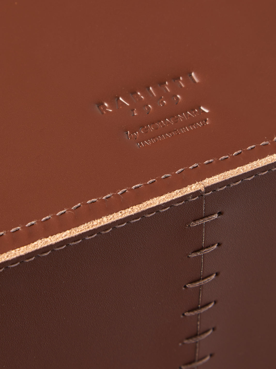 Rabitti 1969 - Beta Leather Rectangular Low Basket - Brown - ABASK