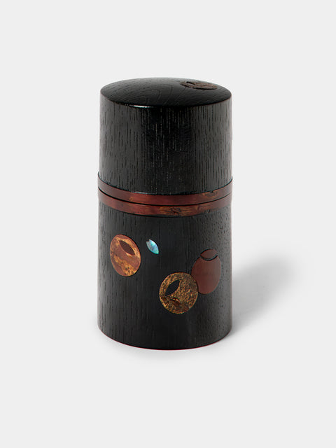 Denshiro - Urasenke Cherry Bark Tea Canister - Black - ABASK - 