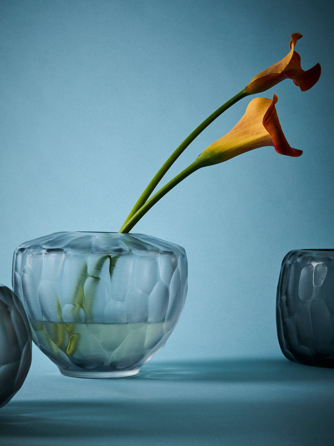 Micheluzzi Glass - Goccia Acciaio Bamboo Hand-Blown Murano Glass Vase (6.5in/17cm) - Gray - ABASK