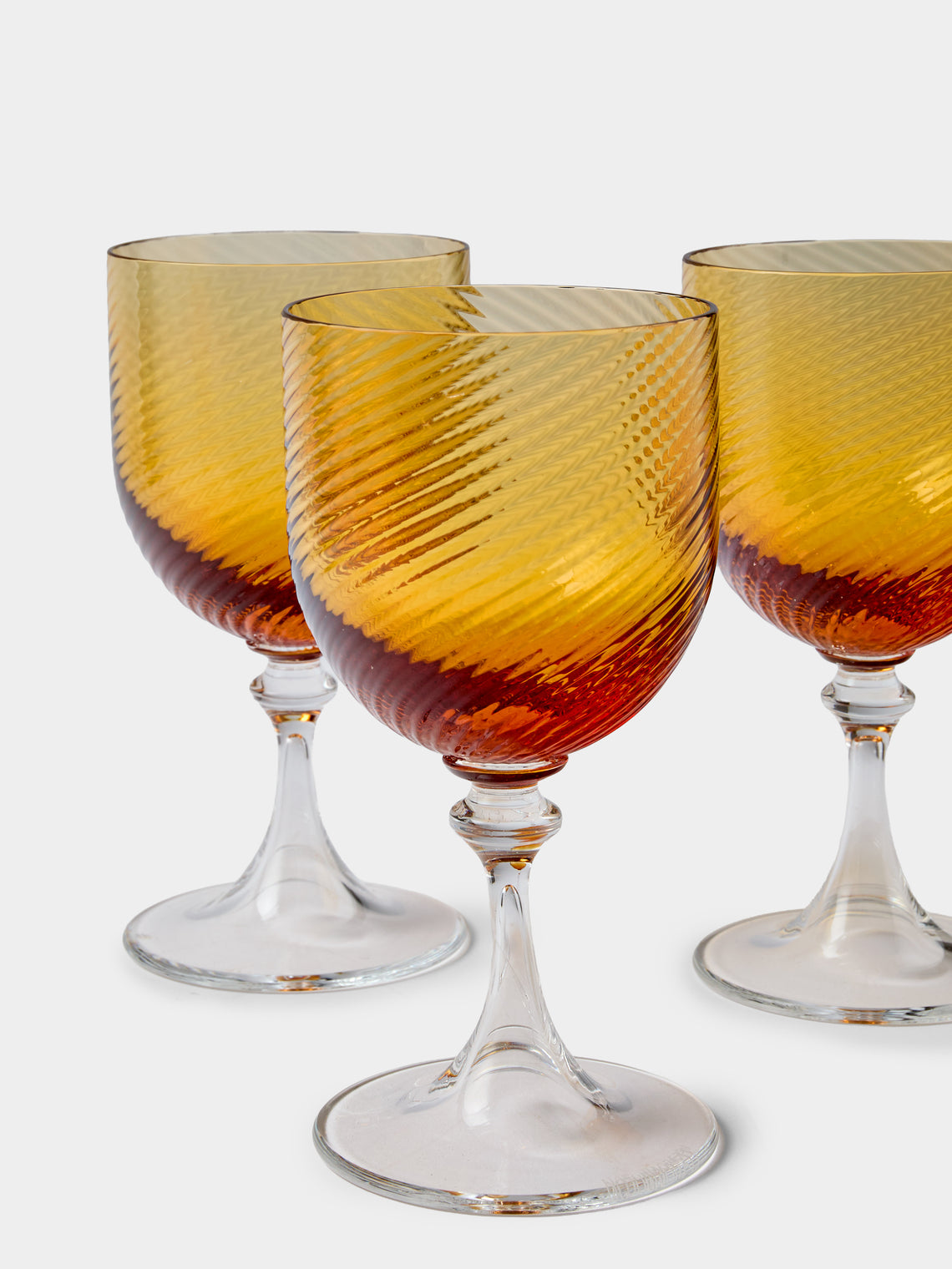 NasonMoretti - | Set of 6 | Twisted Soraya Hand-Blown Murano White Wine Glasses - Yellow - ABASK