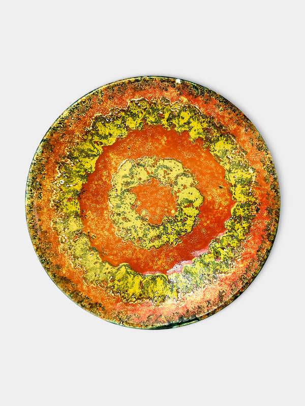 Antique and Vintage - Mid-Century Ceramic Decorative Plate - Orange - ABASK - 