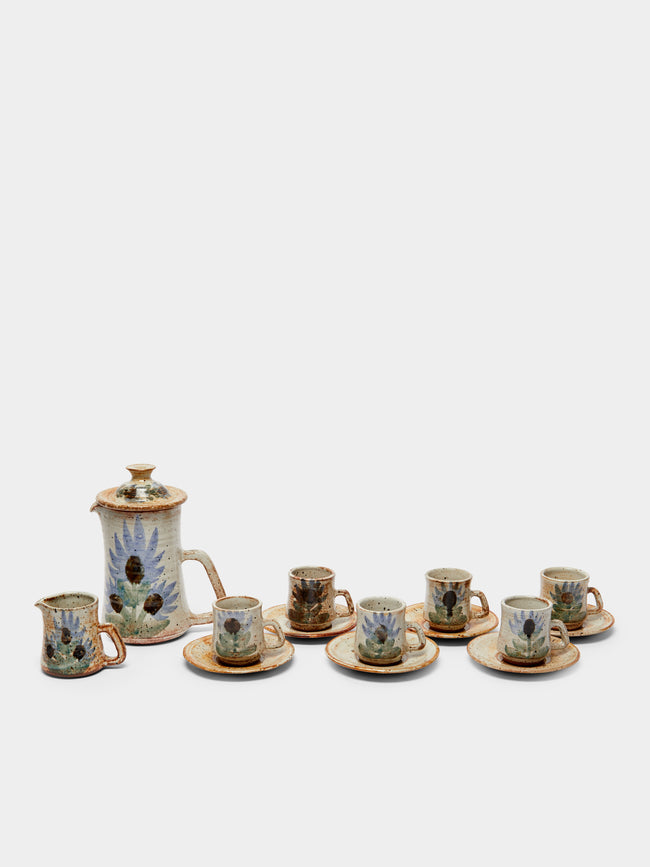 Antique and Vintage - 1950s Le Mûrier Vallauris Hand-Painted Ceramic Coffee Service (Set of 8) -  - ABASK - 