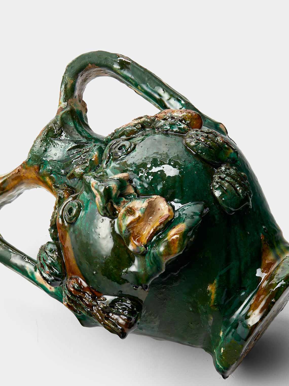 Antique and Vintage - 1990s Condurso Face Ceramic Vessel (10in/25cm) - Green - ABASK