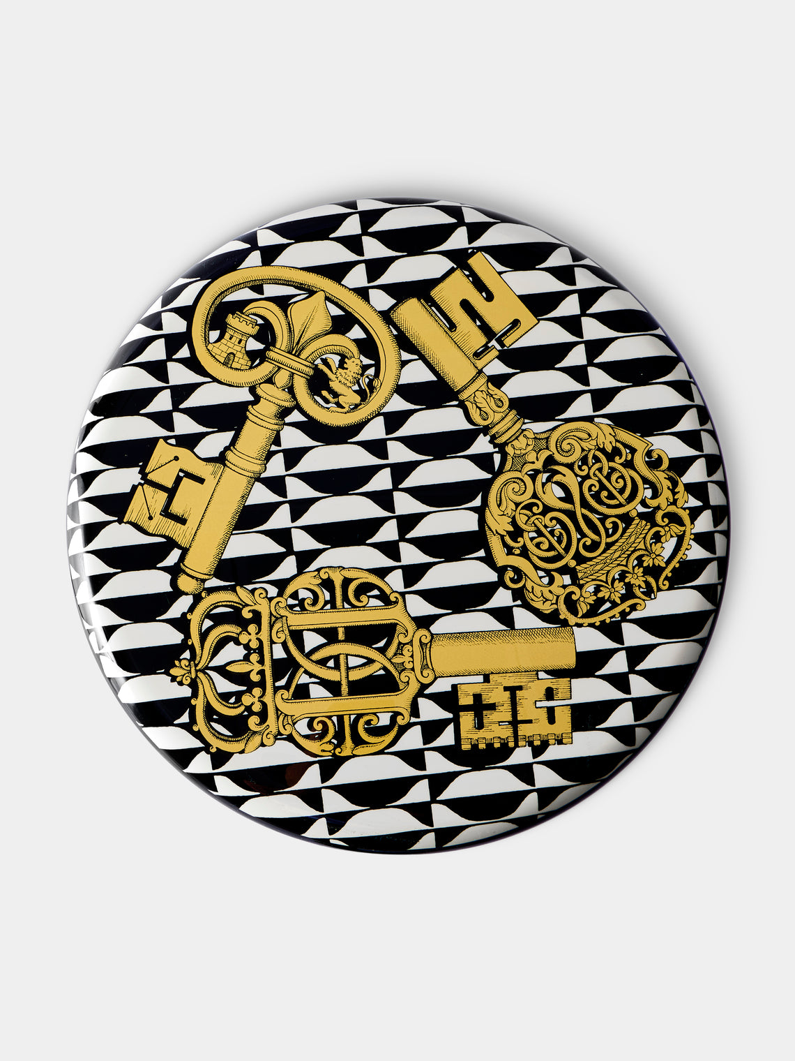 Fornasetti - Chiavi oro e Losanghe Wood and Iron Stool - Multiple - ABASK