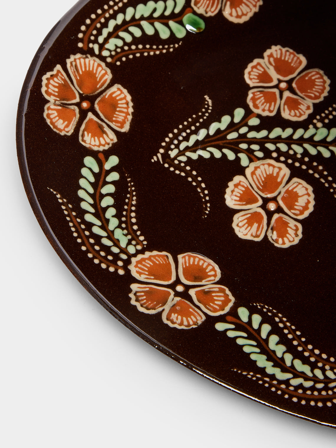 Poterie d’Évires - Flowers Hand-Painted Ceramic Oval Serving Platter -  - ABASK