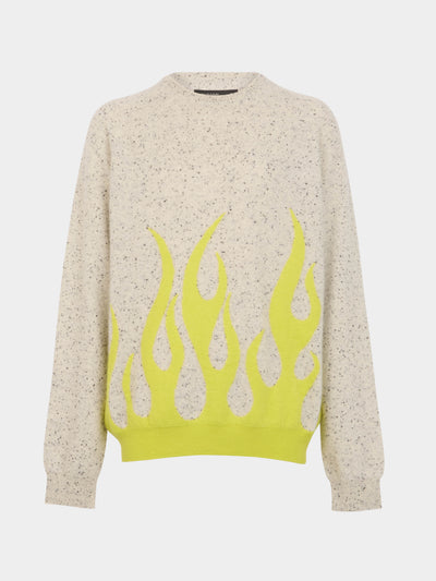 Frenckenberger - Men's Sylvie Fleury Flame Cashmere R-Neck Sweater -  - ABASK - 