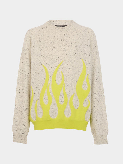 Frenckenberger - Men's Sylvie Fleury Flame Cashmere R-Neck Sweater -  - ABASK - 