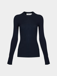 Arch4 - Celeste Baby Goat Cashmere Long-Sleeved Top | Size: S - Navy - ABASK - 