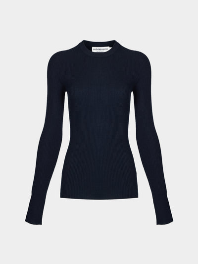 Arch4 - Celeste Baby Goat Cashmere Long-Sleeved Top | Size: S - Navy - ABASK - 