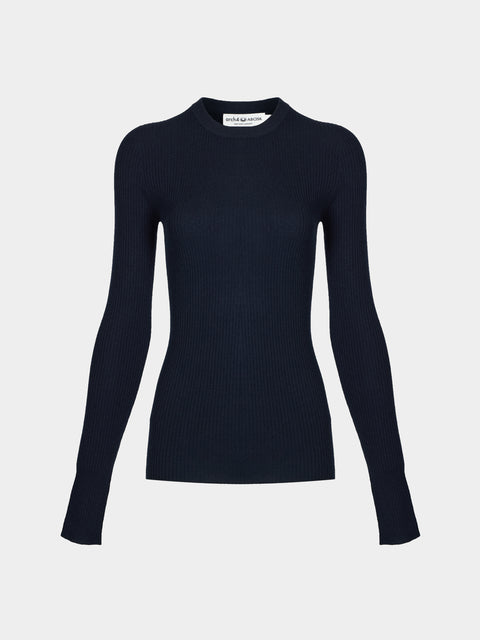 Arch4 - Celeste Baby Goat Cashmere Long-Sleeved Top | Size: S - Navy - ABASK - 