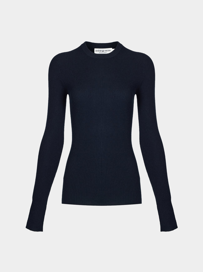 Arch4 - Celeste Baby Goat Cashmere Long-Sleeved Top | Size: S - Navy - ABASK - 