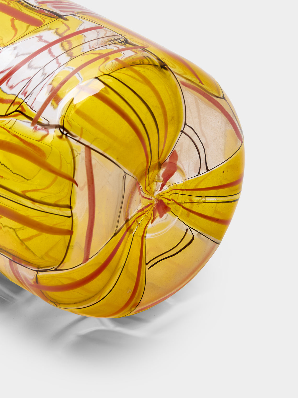 Antique and Vintage - 1980s Yoichi Ohira for De Majo Glass Vase (8.5in/21.5cm) - Yellow - ABASK